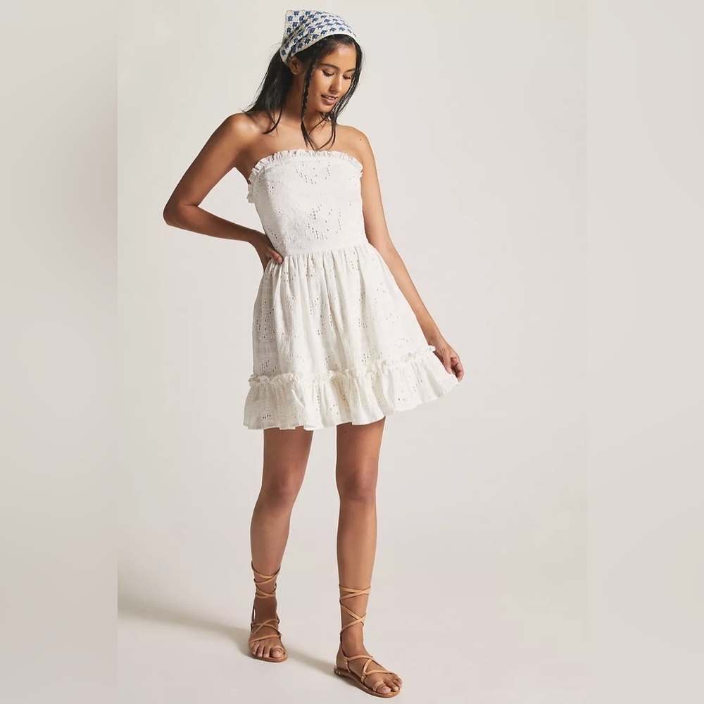 Anthropologie Forever That Girl Eyelet Ruffle Tube Mini Dress - Picture 10 of 11